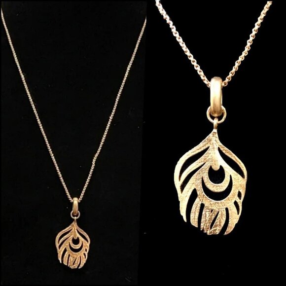 Kendra Scott Gold Peacock Feather Necklace NWT - Picture 1 of 5